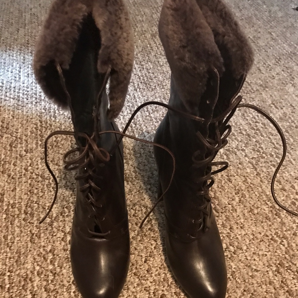 Fur Kenneth Cole Brown Leather Boots