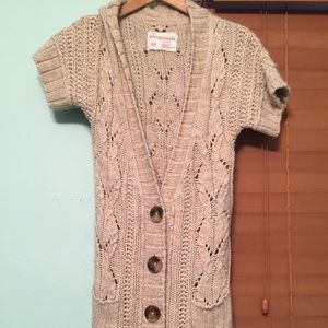 Tan, cable knit, long sweater