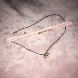 pink band + black band w horse choker