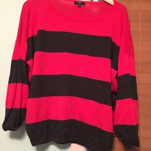 GAP red and black striped shirt.