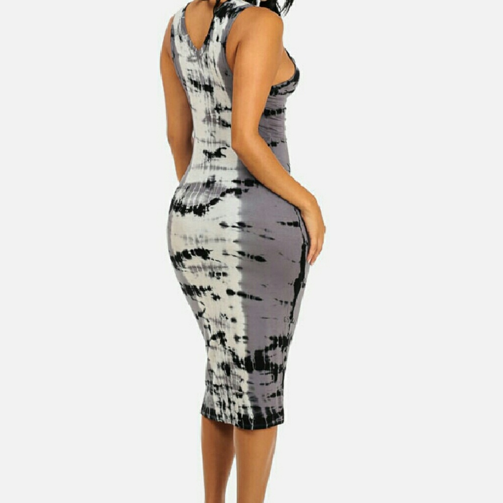 Tie-dye Sleeveless Stretchy Midi-tank Dress XL