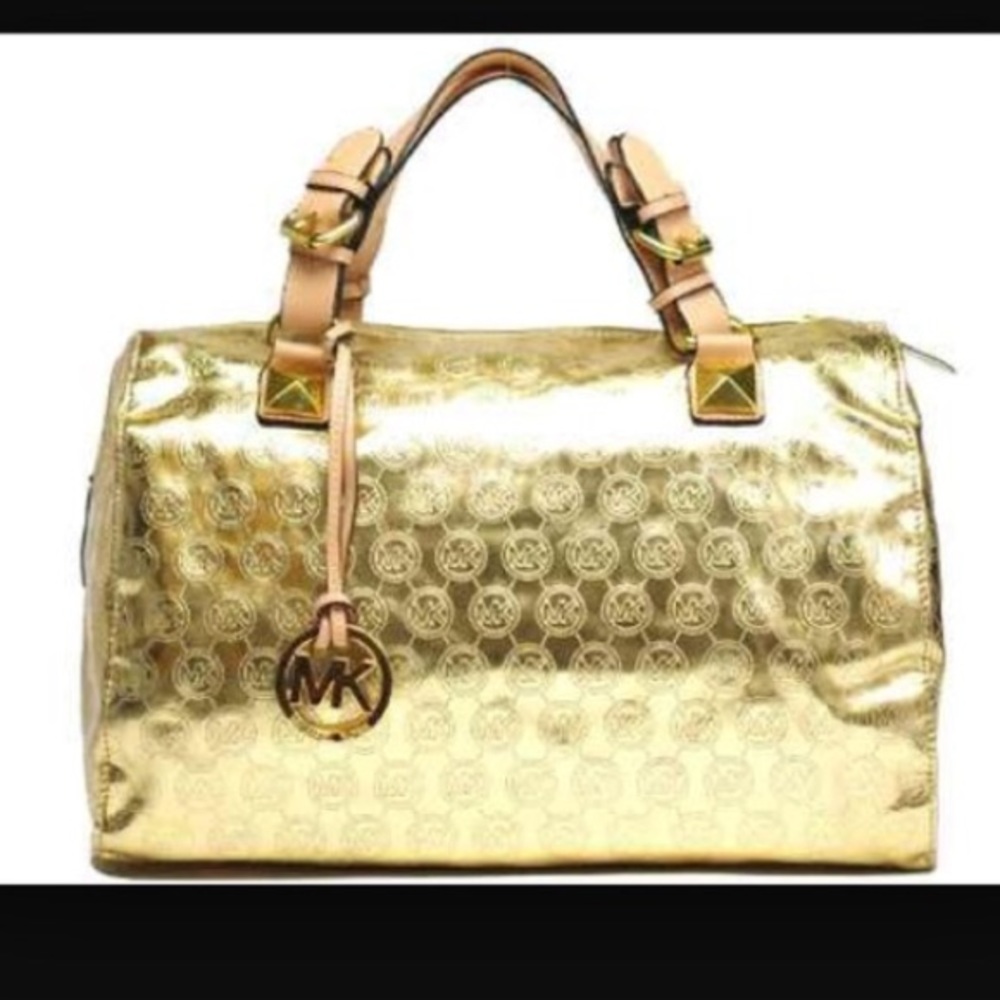 Large Michael Kors gold Grayson Satchel handbag