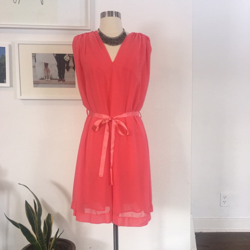 Silk chiffon tie waist cocktail dress