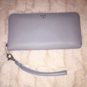 Sky blue faux leather wallet