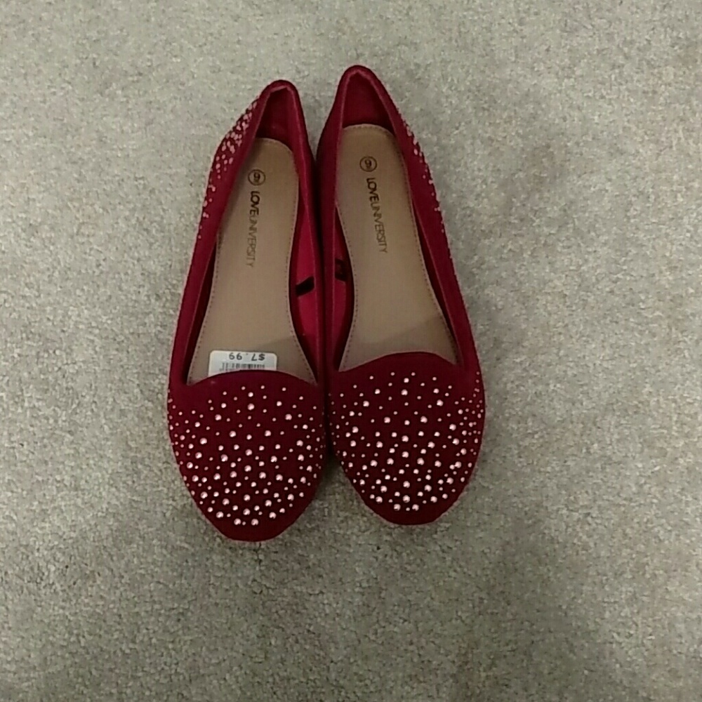 Red silver flats