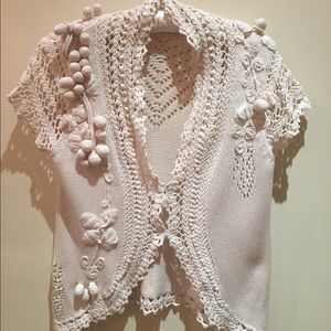 Anthropologie Moth Crotched Knit Cream Sweater