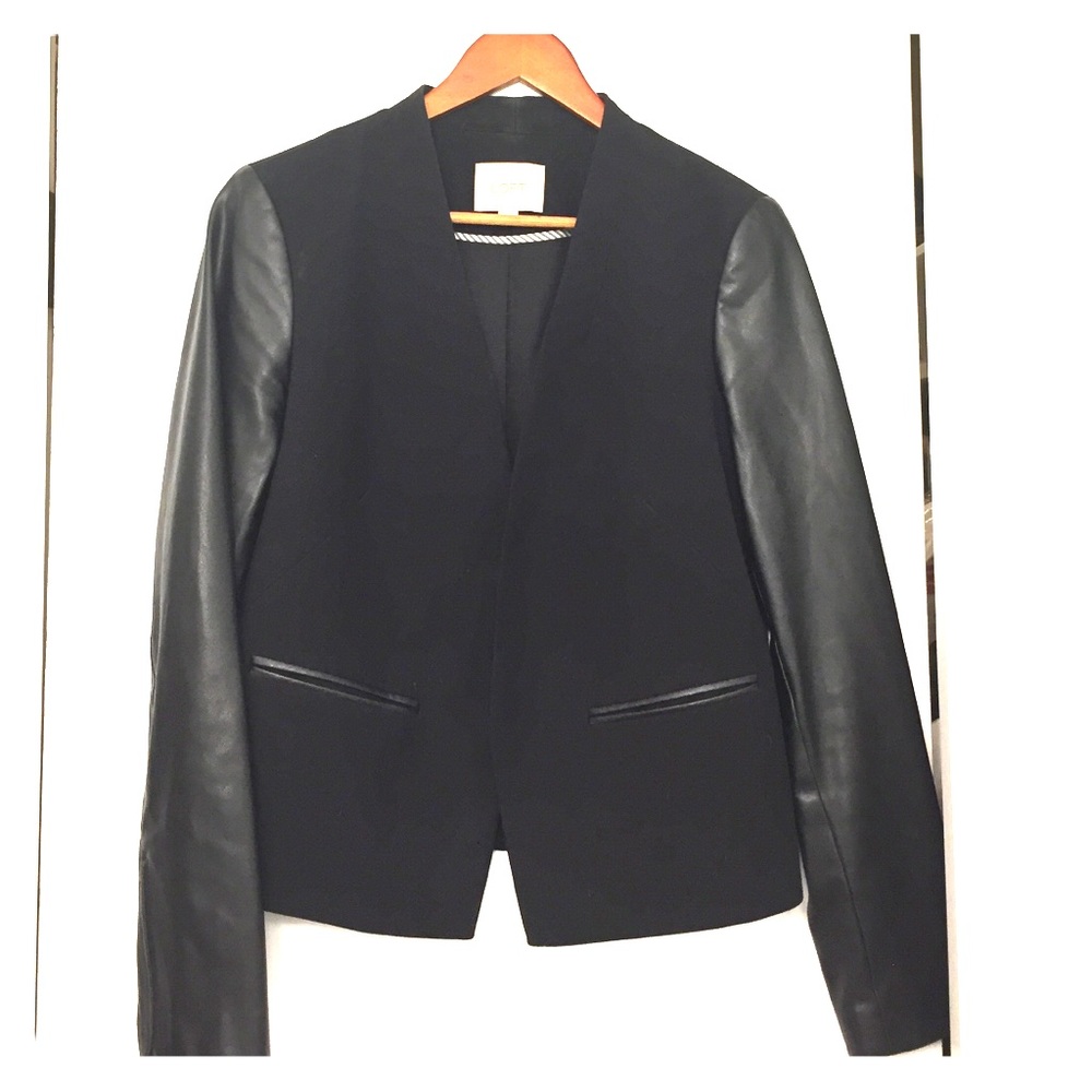 Black Loft blazer with leather accents