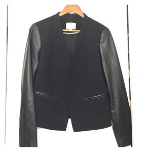 Black Loft blazer with leather accents