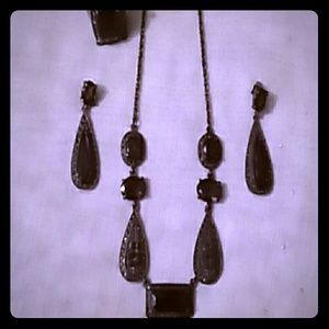 3pic smoked  Amethyst necklace, earrings and ring