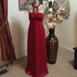 Red beaded long gown