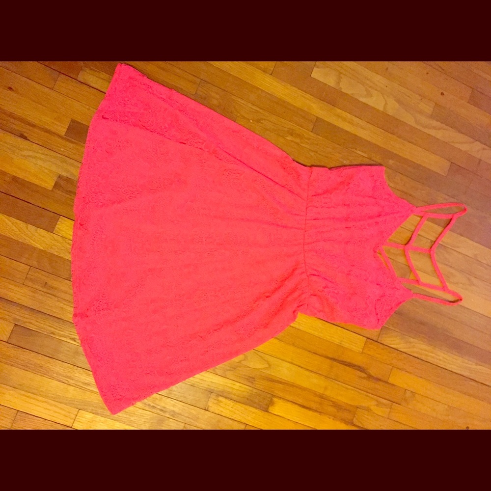 Vanity strappy back hot pink dress