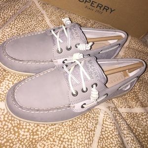 Grey sperrys, never worn, new in box!