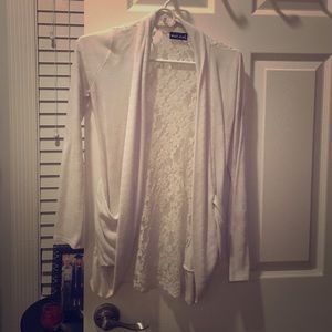 White cardigan with completely lace back