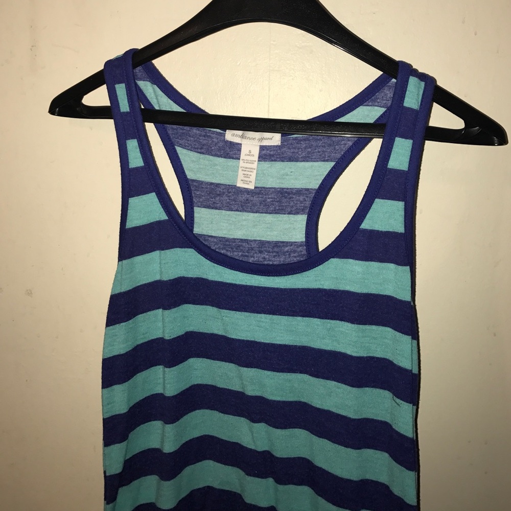 two tone striped blue Maxi dress