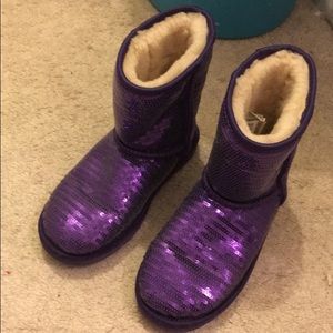 🔥Auth UGG purple sequin midnight boots
