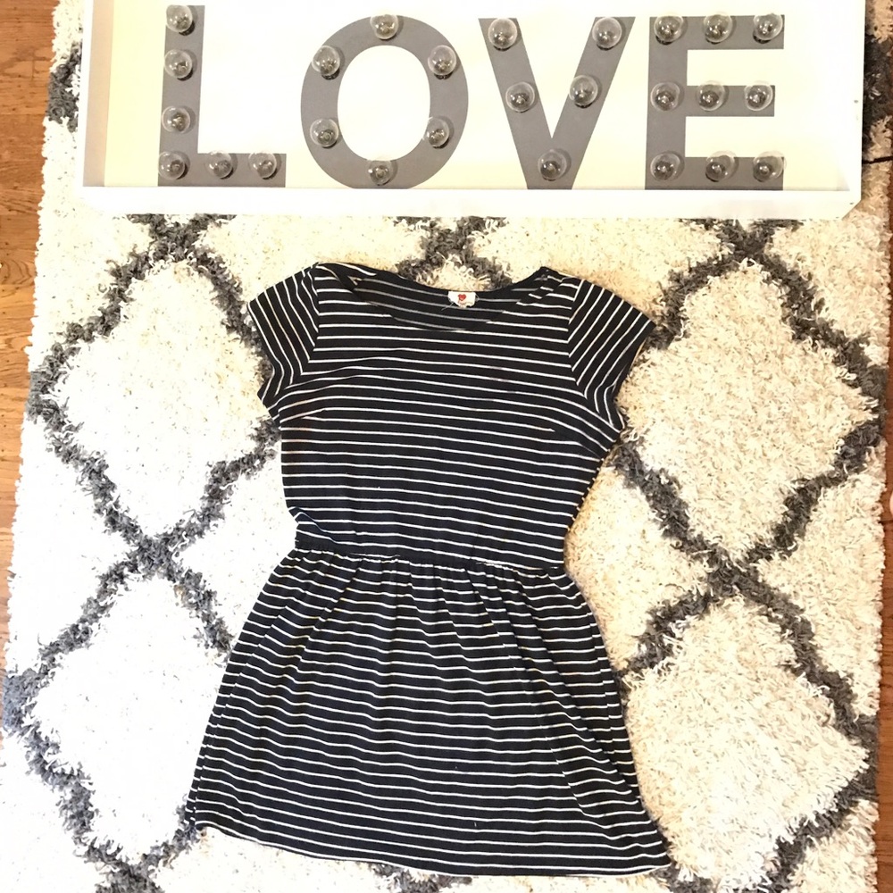 Black and white stripped dress with elastic waist