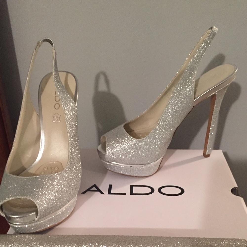 Silver glitter shoes
