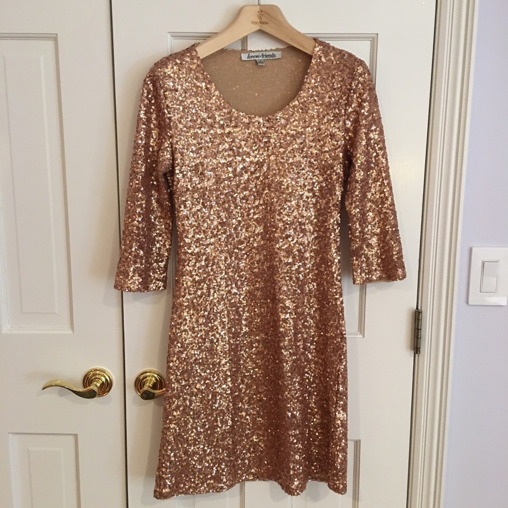 Lovers + Friends Gold Sequin Mini Dress