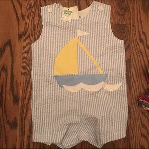 Boys classic one piece pinstripe summer romper 12m