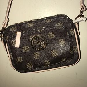 small brown printed cross body bag