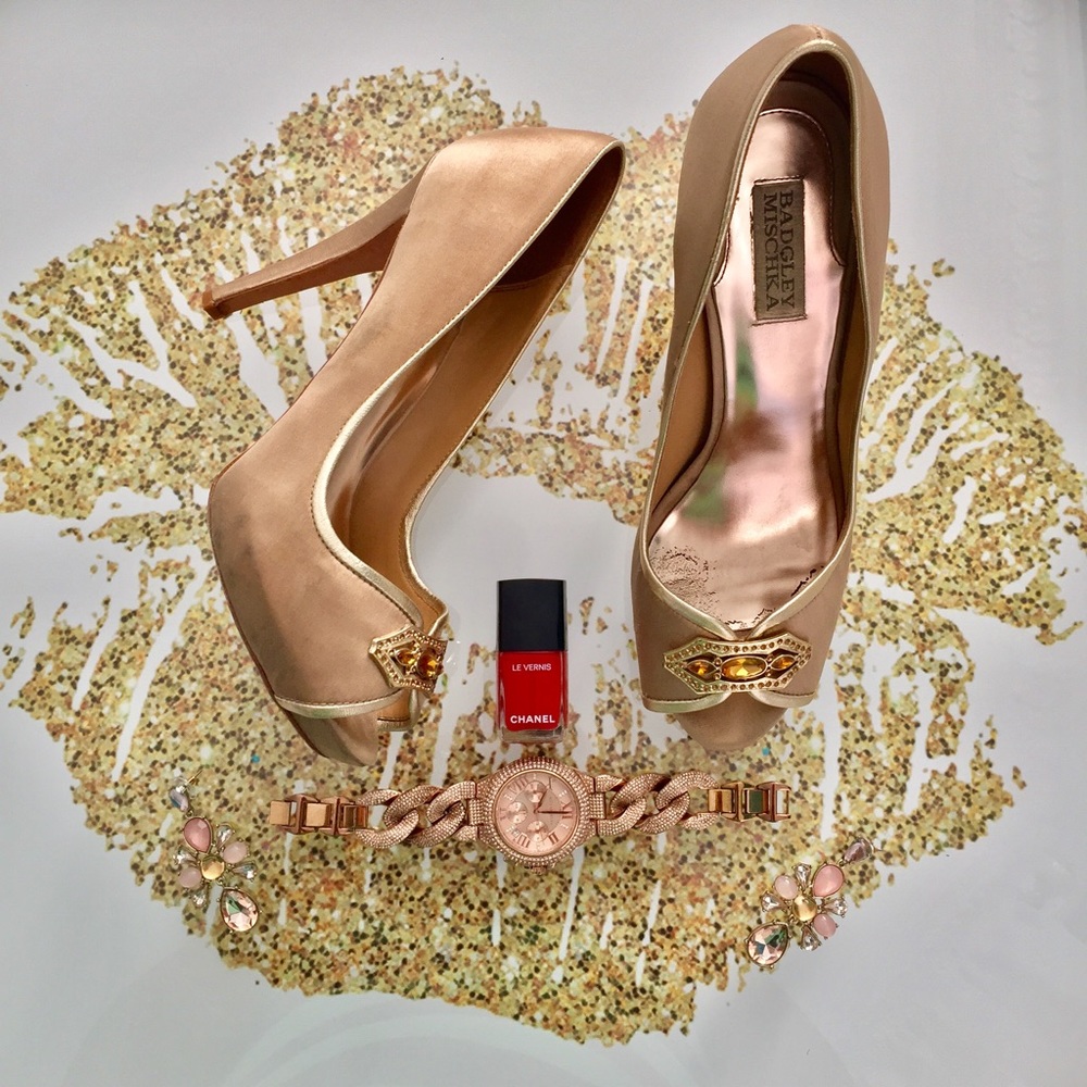 FINAL SALE:  Badgley Mischka Jeweled Peep Toes