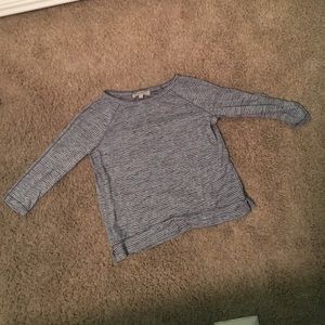 Loft grey and white striped shirt