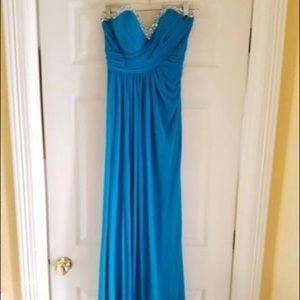 Sweetheart strapless teal prom dress