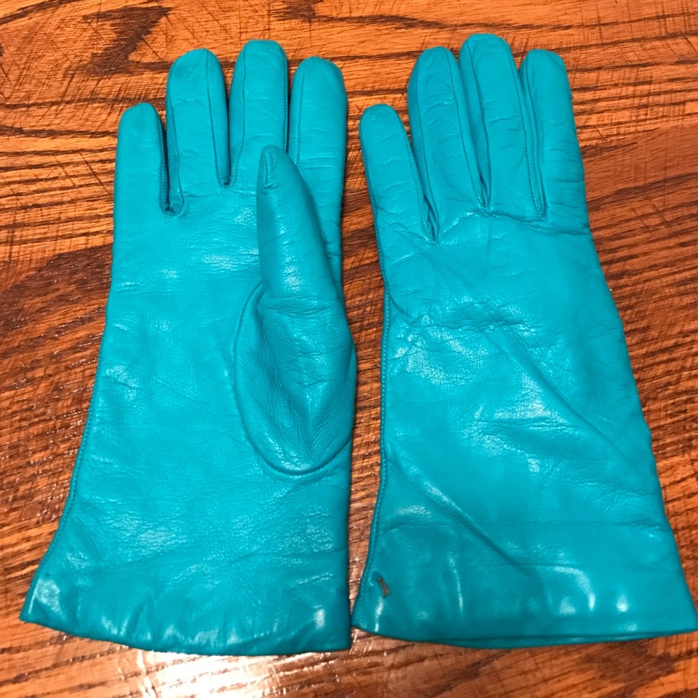 Turquoise Leather Gloves from Italy