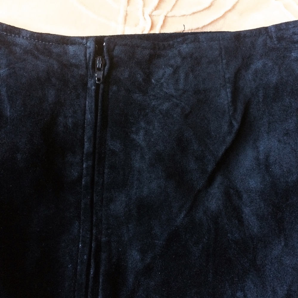 Black suede skirt - genuine leather