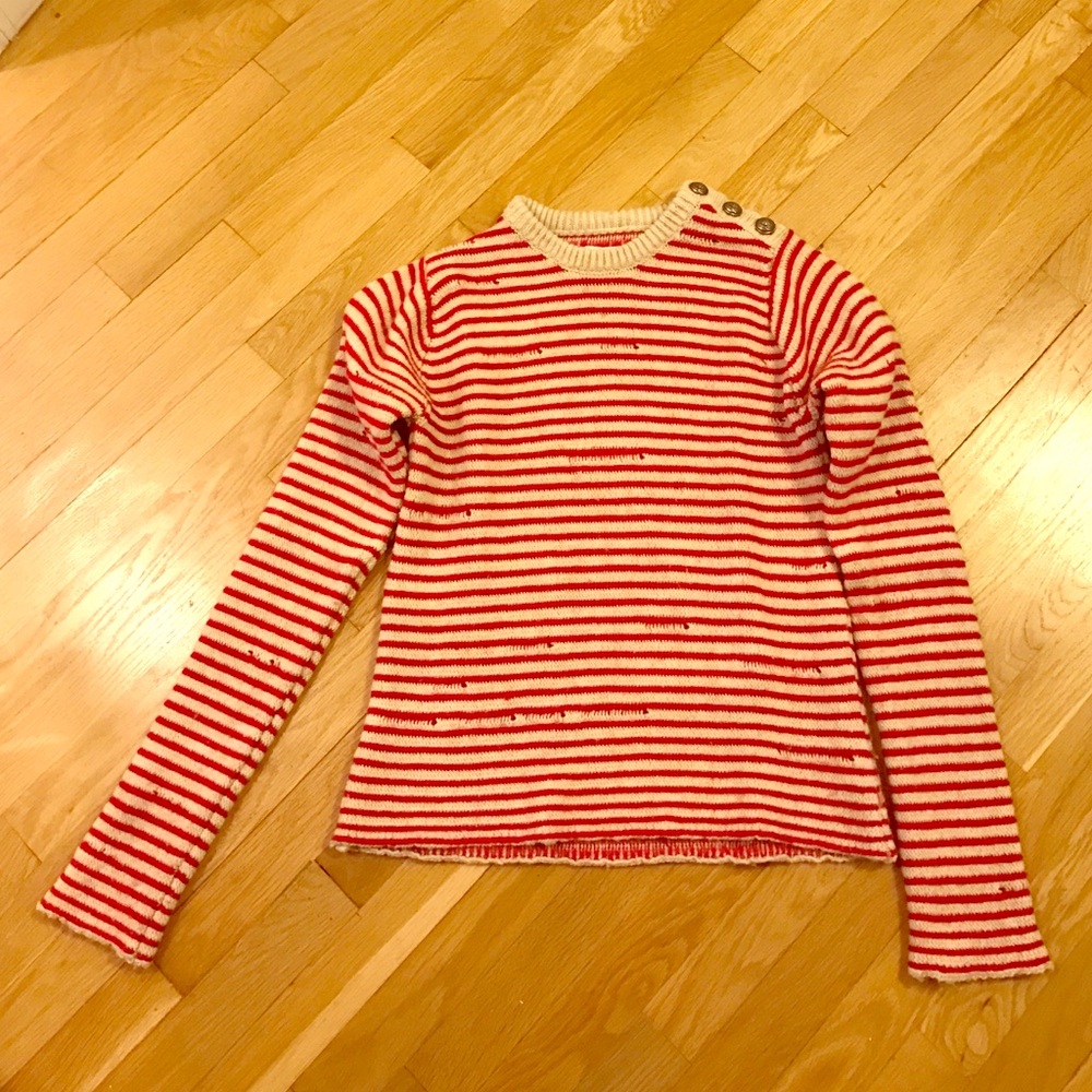 Zagging and Voltaire distressed knit sweater