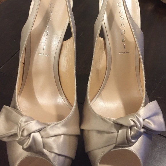 Casadei Nude Satin Slingbacks NWT - Picture 2 of 4