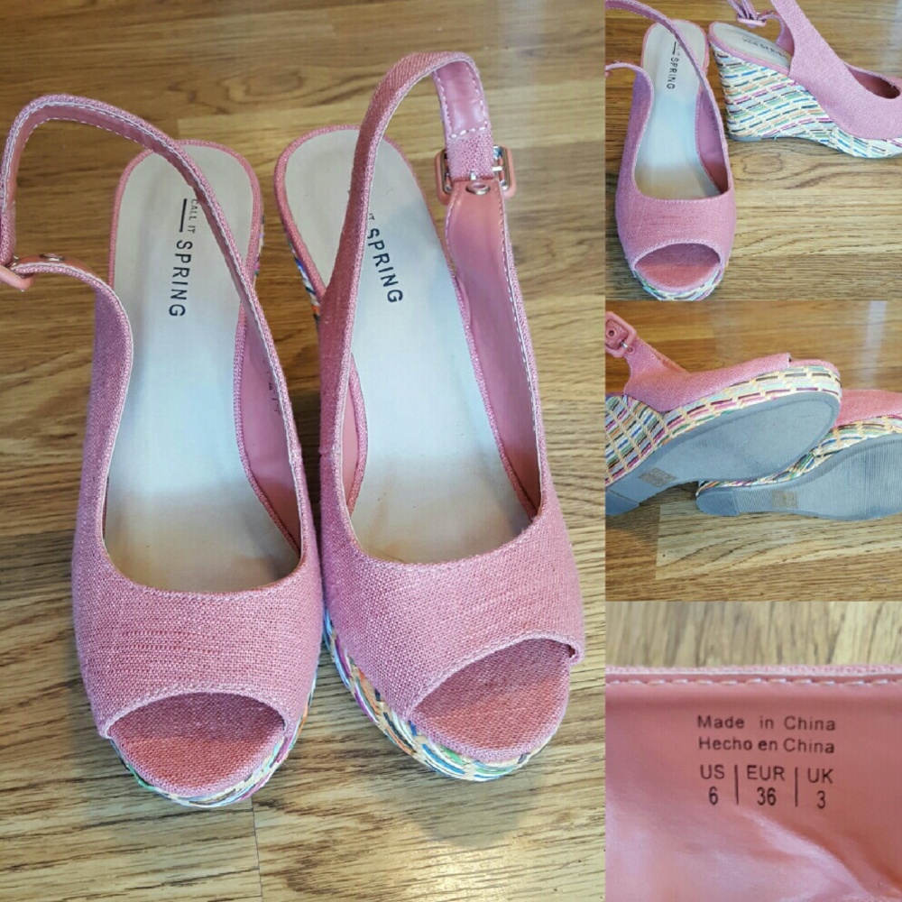 Adorable Canvas Coral Wedges