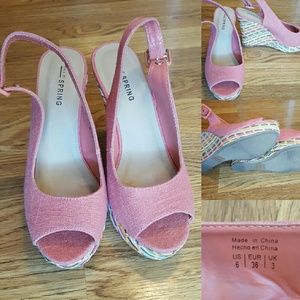 Adorable Canvas Coral Wedges