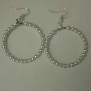 White pearl earrings