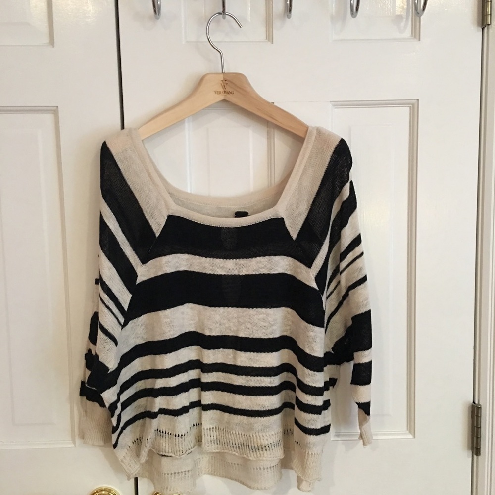 Free People Striped Cropped Sweater