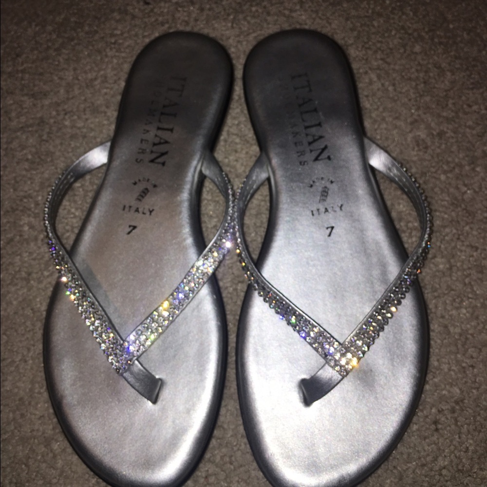 Silver Diamond flip flops