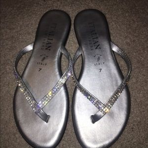 Silver Diamond flip flops