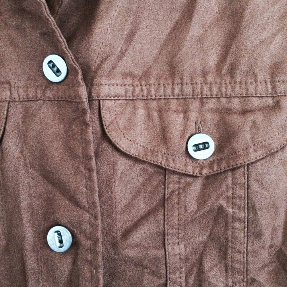 Faux suede button down