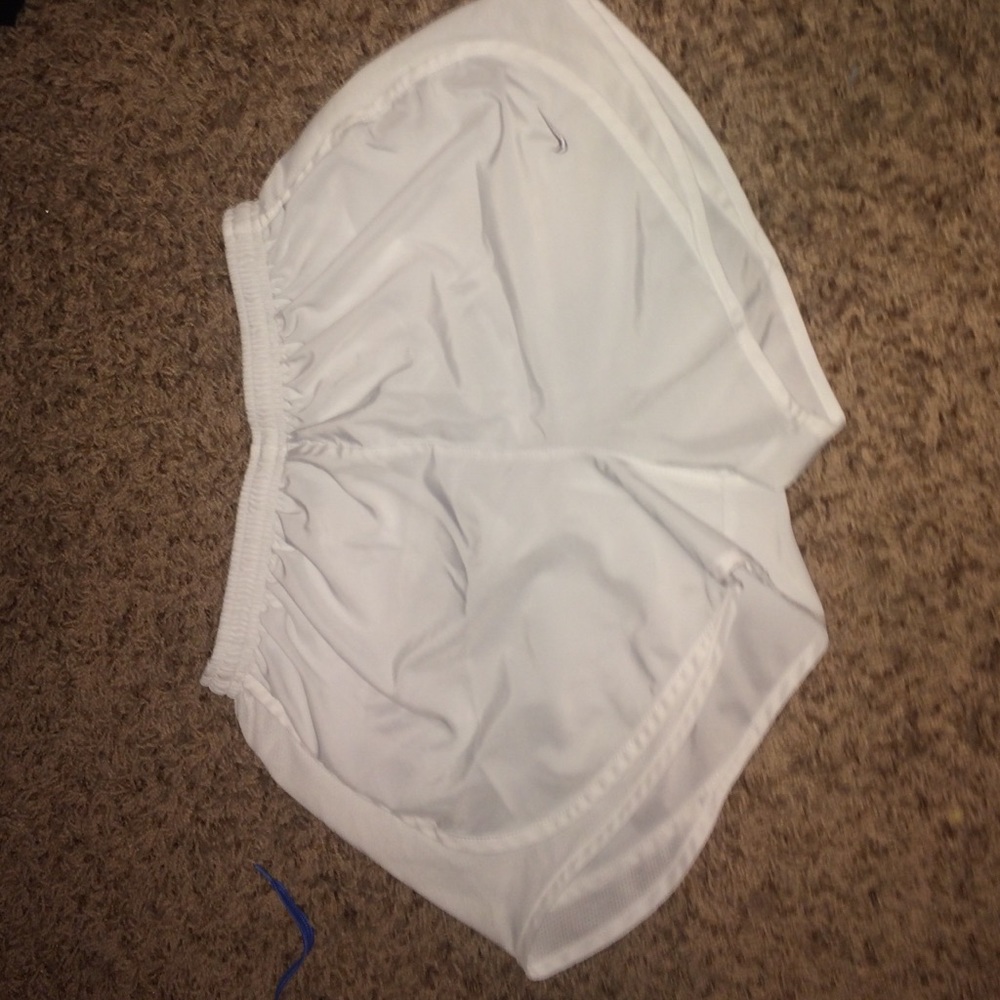 All white nike dri fit running shorts