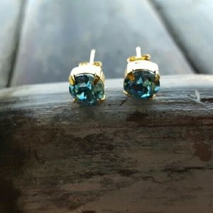 Swarovski Crystal 8mm Aquamarine Stud Earrings