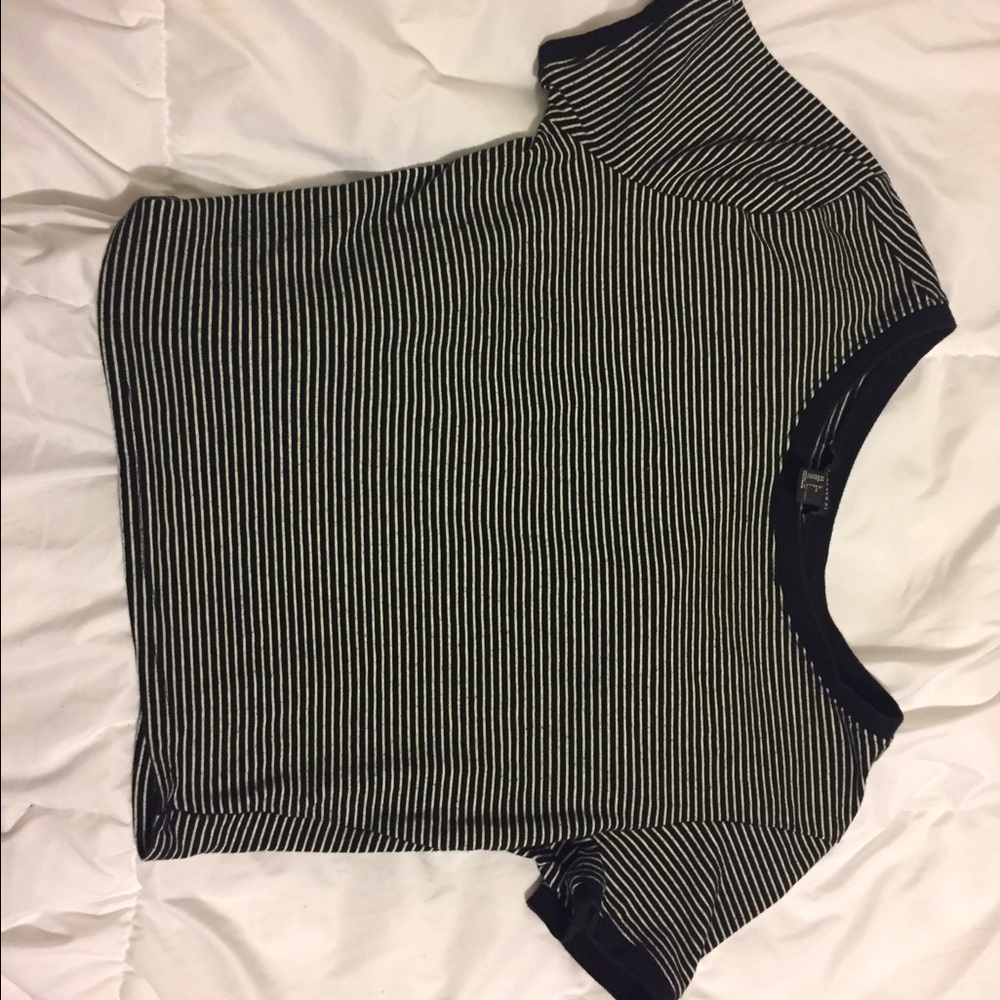 Black and white striped crop top