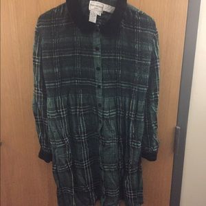 Grunge distressed plaid dress w/ velvet details