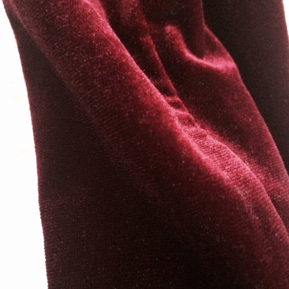 Red crushed velvet turtle neck