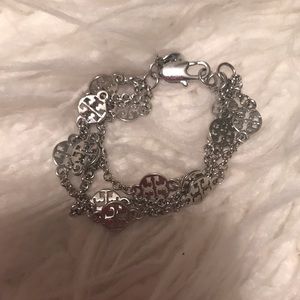 Silver Tory Burch Multi Strand Bracelet