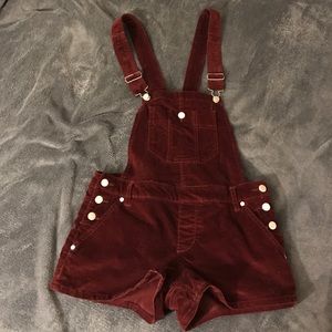 Forever 21 Burgundy Overall Shorts