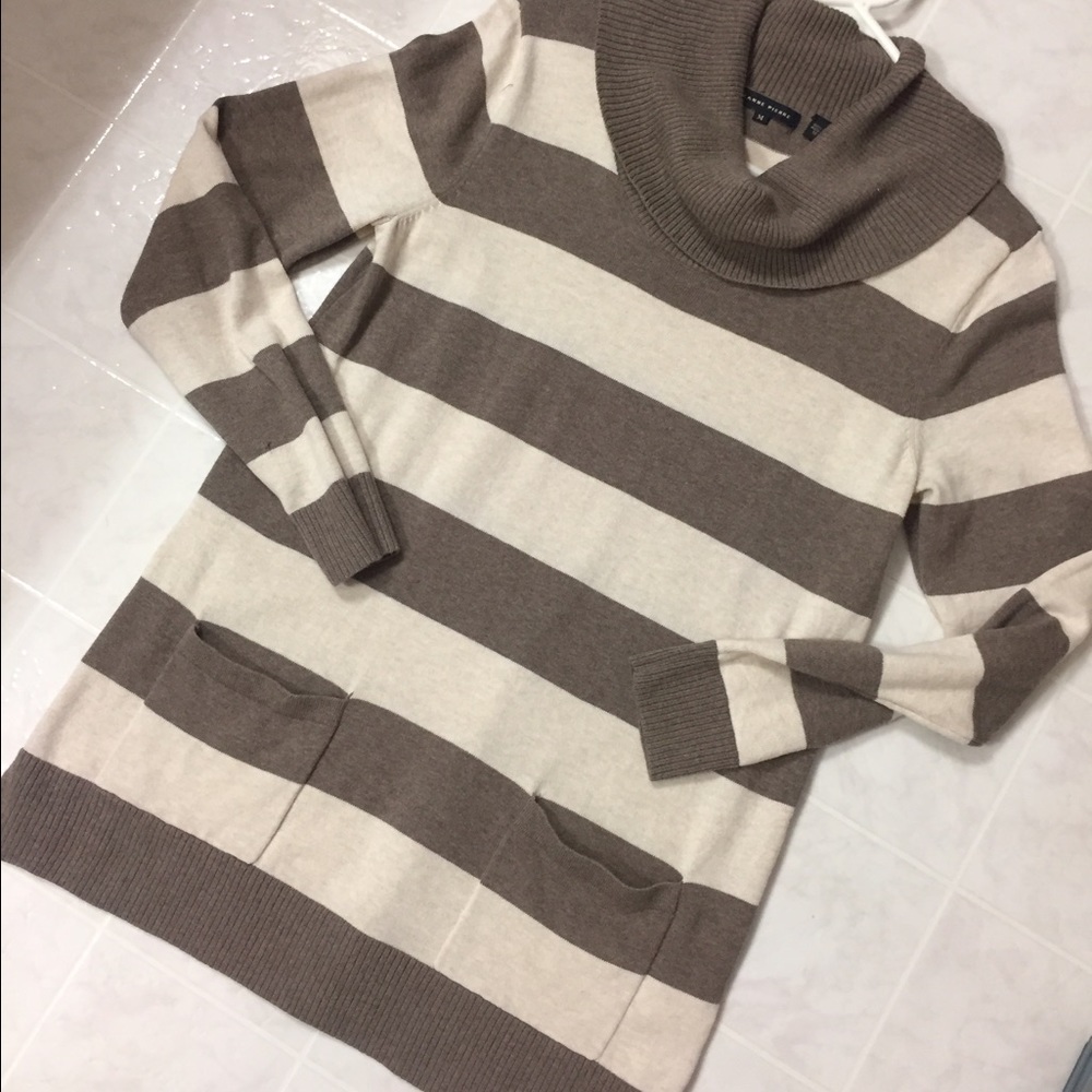 JEANNE PIERRE COTTON TUNIC STRIPED SWEATER