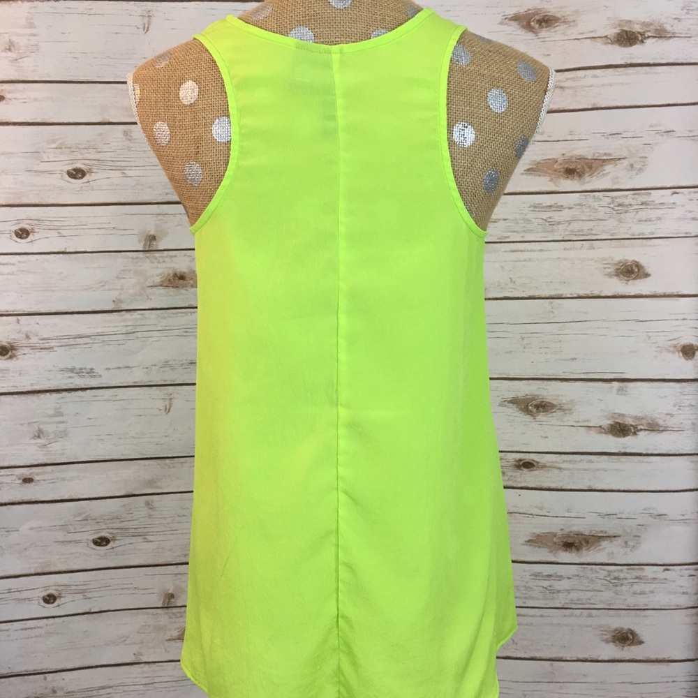 Neon Lime Green Button Down Tank Top 👗 - Picture 3 of 3