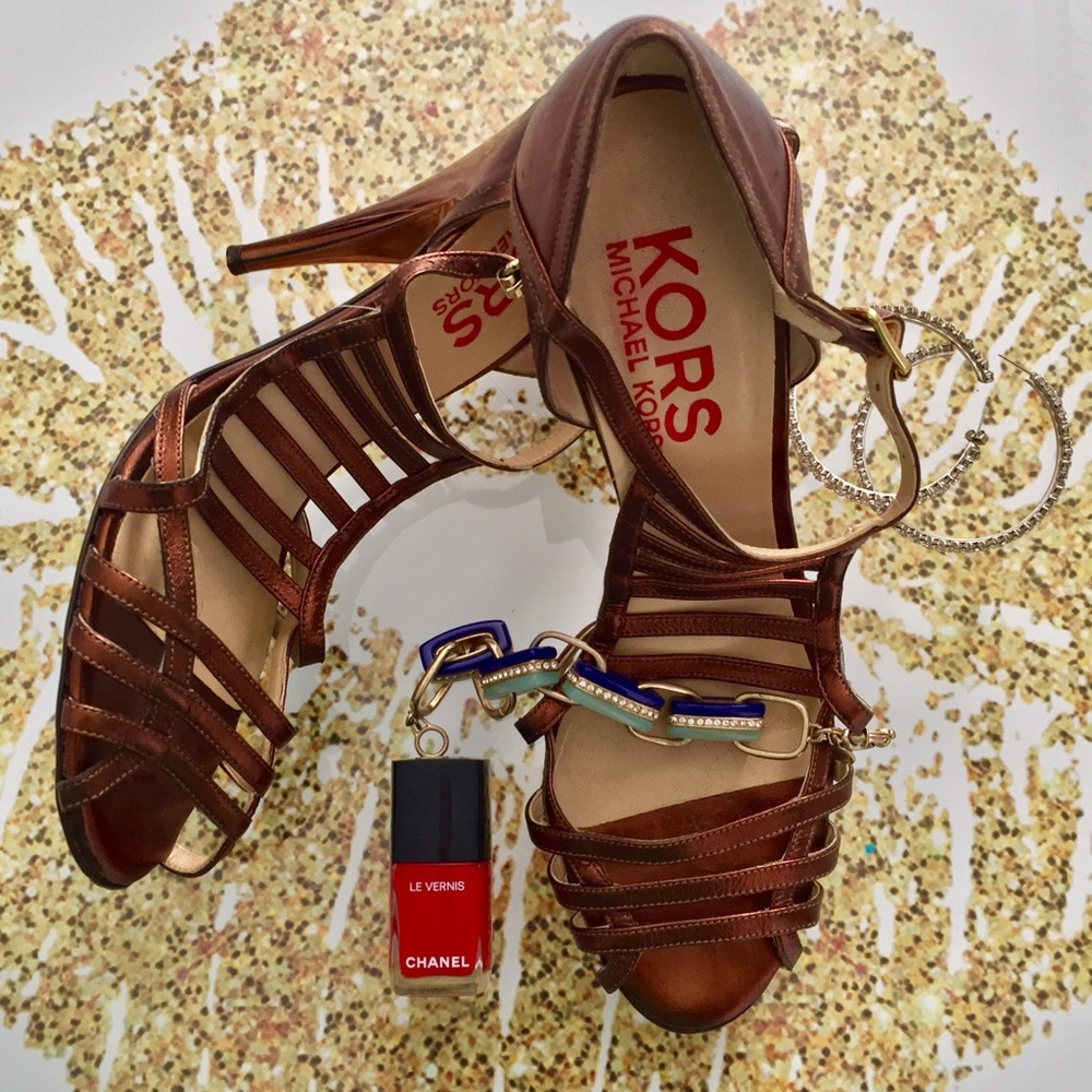 KORS Bronze Cage Heels