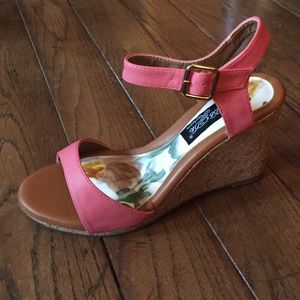 Modcloth Pink wedge sandals (wide)