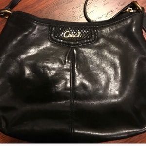 Coach black leather cross body bag